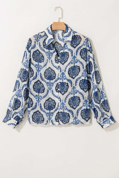 Blue Ethnic Print Loose Shirt - Catherine Martin