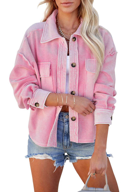 Pink Turn-Down Collar Shirt Jacket - Catherine Martin