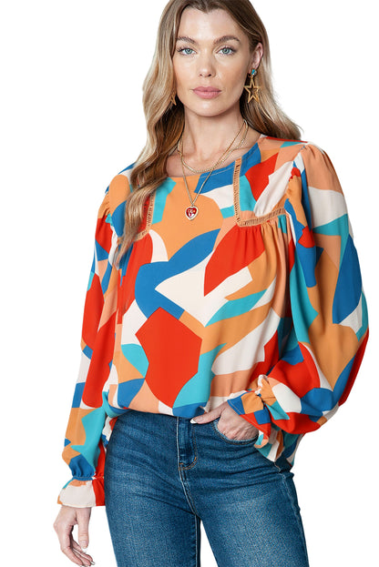 Multicolor Abstract Blouse Puff Sleeve - Catherine Martin