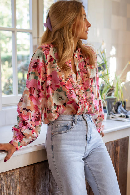 Red Floral Print Frill Shirt - Catherine Martin