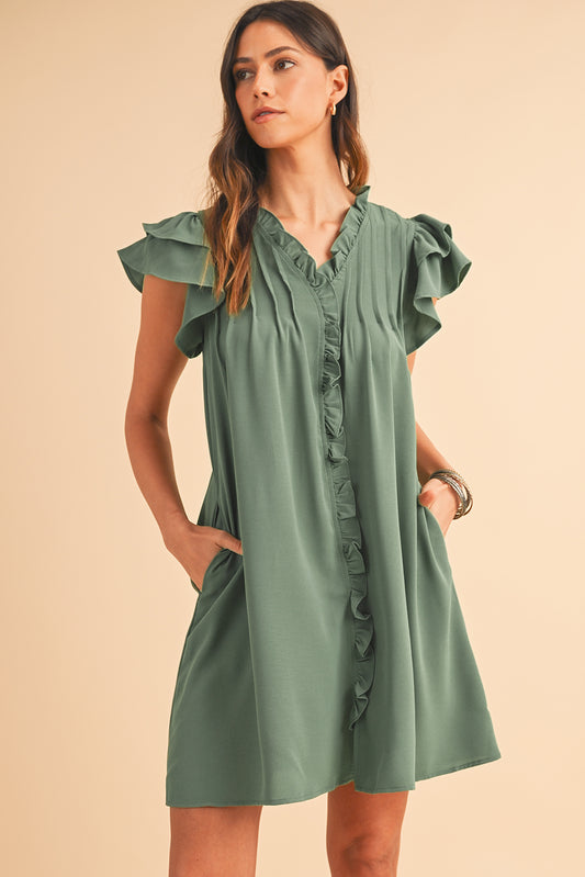 Ruffle Front Relaxed Fit Mini Dress - Catherine Martin