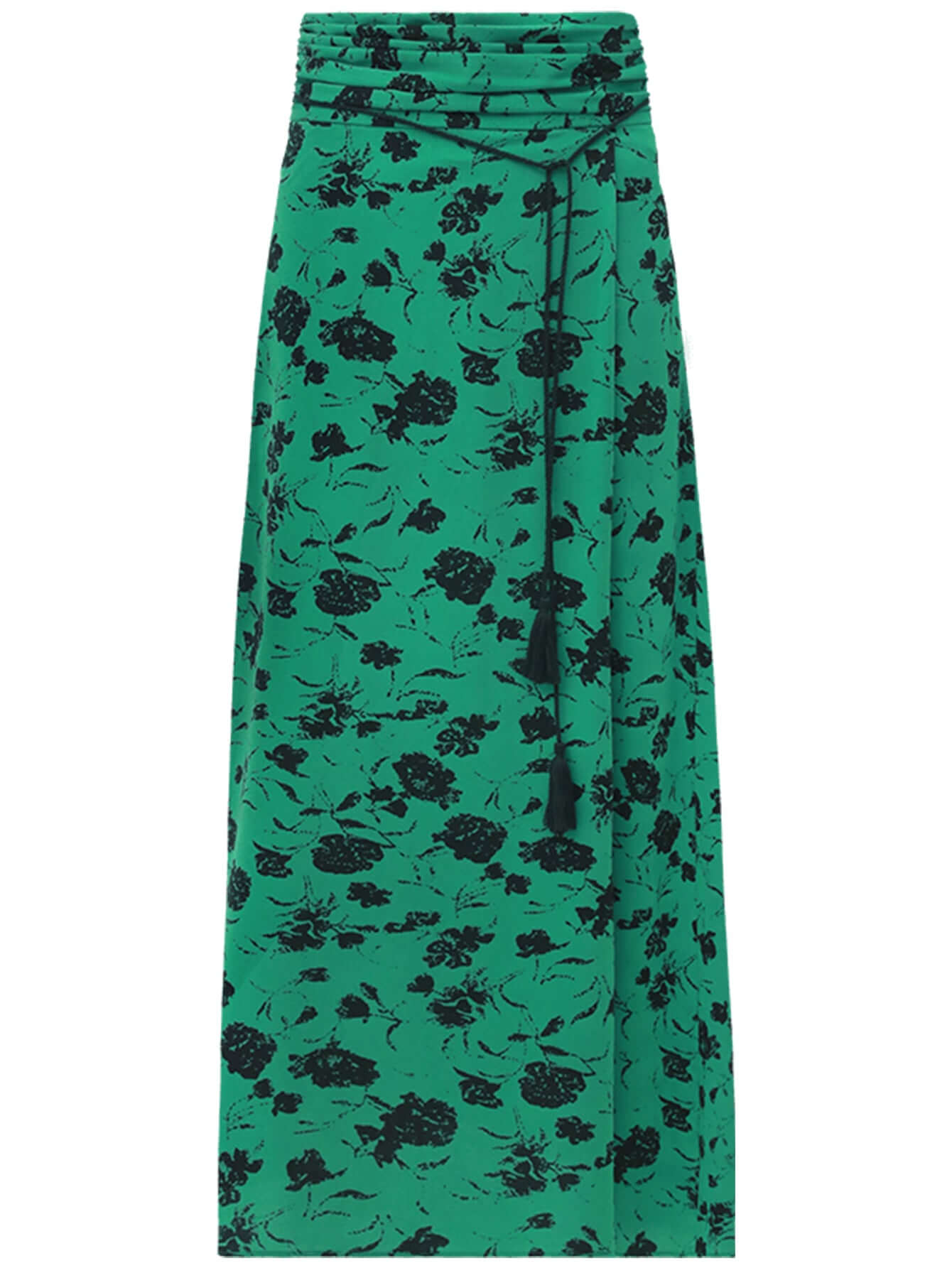 Cocobella Floral Green & Black High-Waist Midi Skirt-3