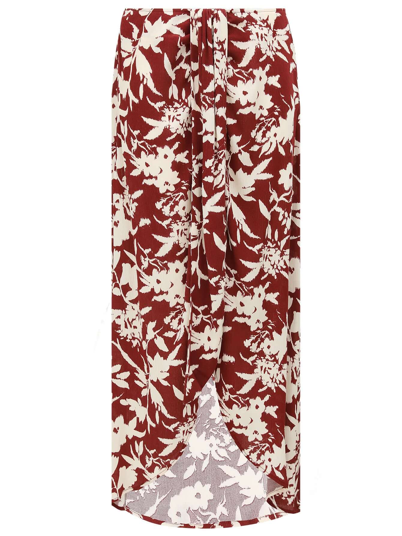 Cocobella Floral Print High-Waist Asymmetrical Midi Skirt-3