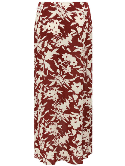 Cocobella Floral Print High-Waist Asymmetrical Midi Skirt-4