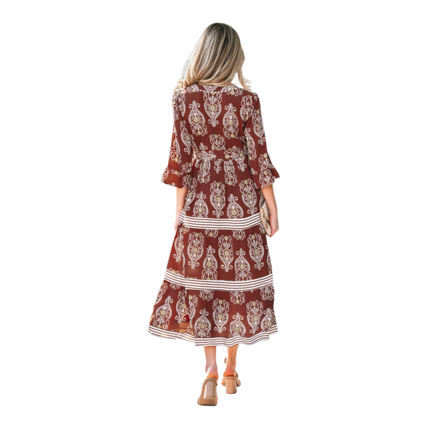 Floral Print Tiered Maxi Dress with Belt