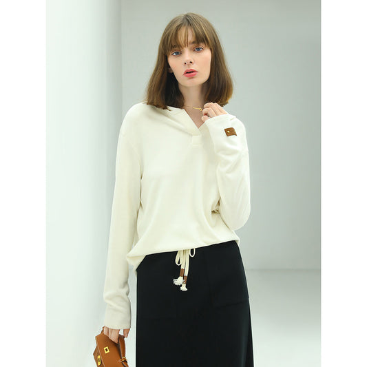 Fresh Soul White Hooded Sweater with Patch Details-0