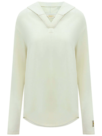 Fresh Soul White Hooded Sweater with Patch Details-3