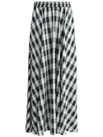 Cocobella A Line High-Waist Checkered Maxi Skirt-4