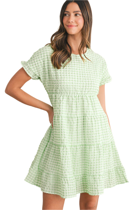 Green Plaid Tiered Mini Dress - Catherine Martin
