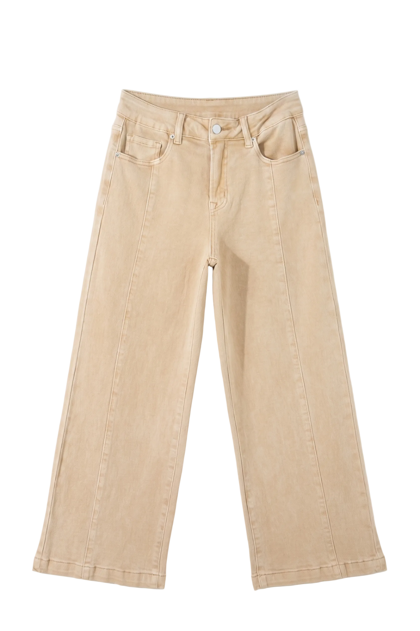 Apricot wide-leg pocket jeans on a white background