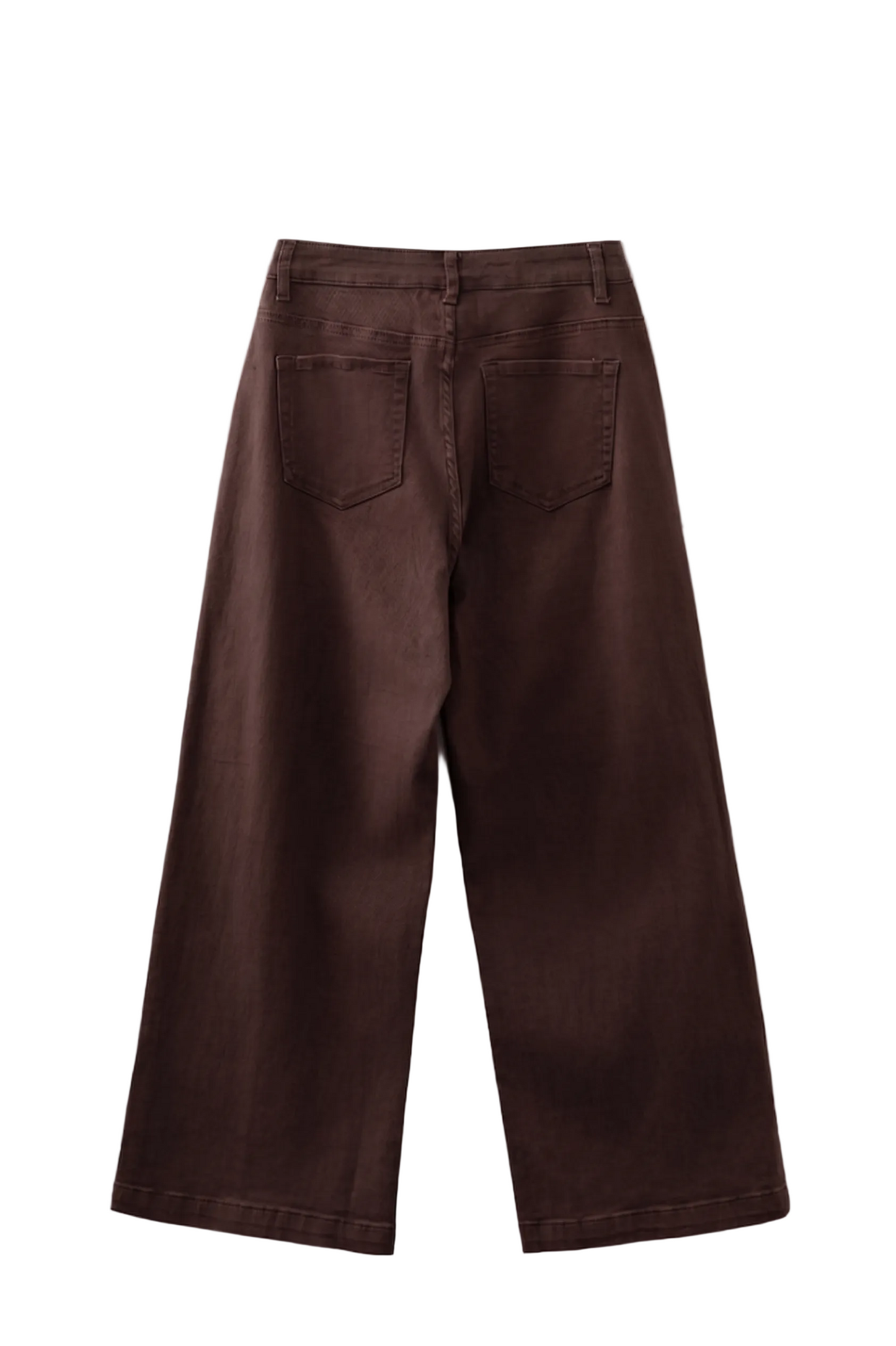 Brown wide-leg jeans on a white background