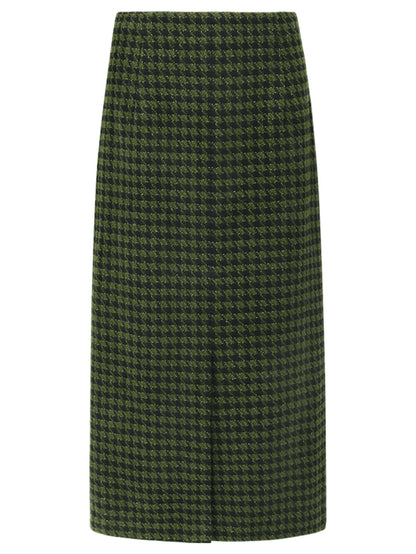 Cocobella Elegant Green Houndstooth Midi Skirt-2