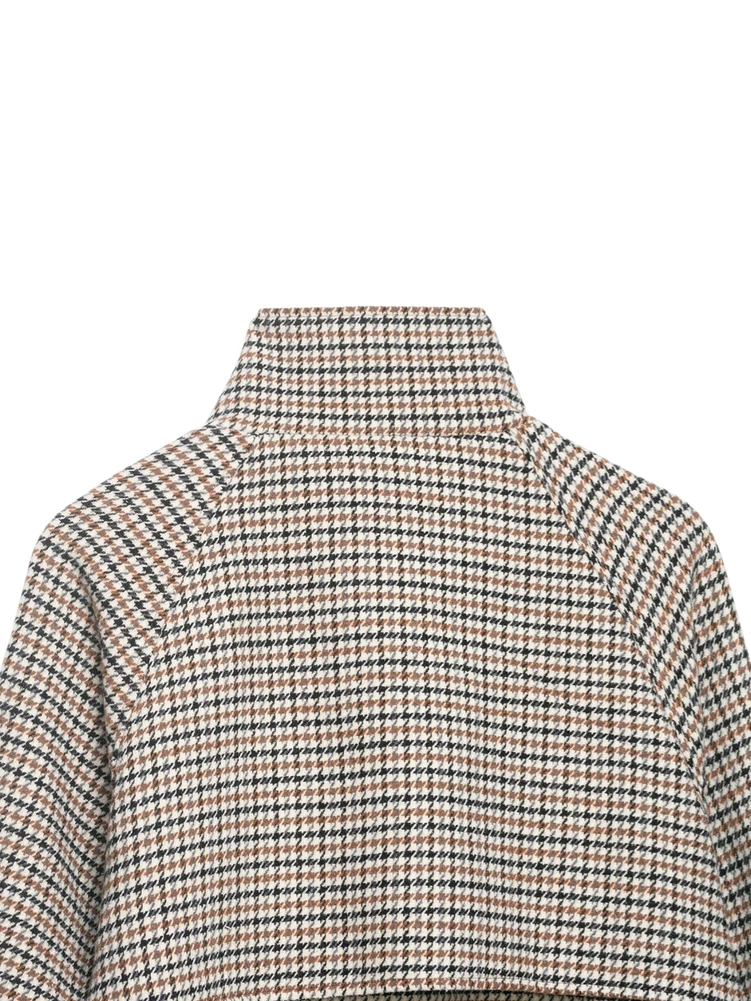 Houndstooth High Neck Zip Button Cropped Jacket | Women's Jackets