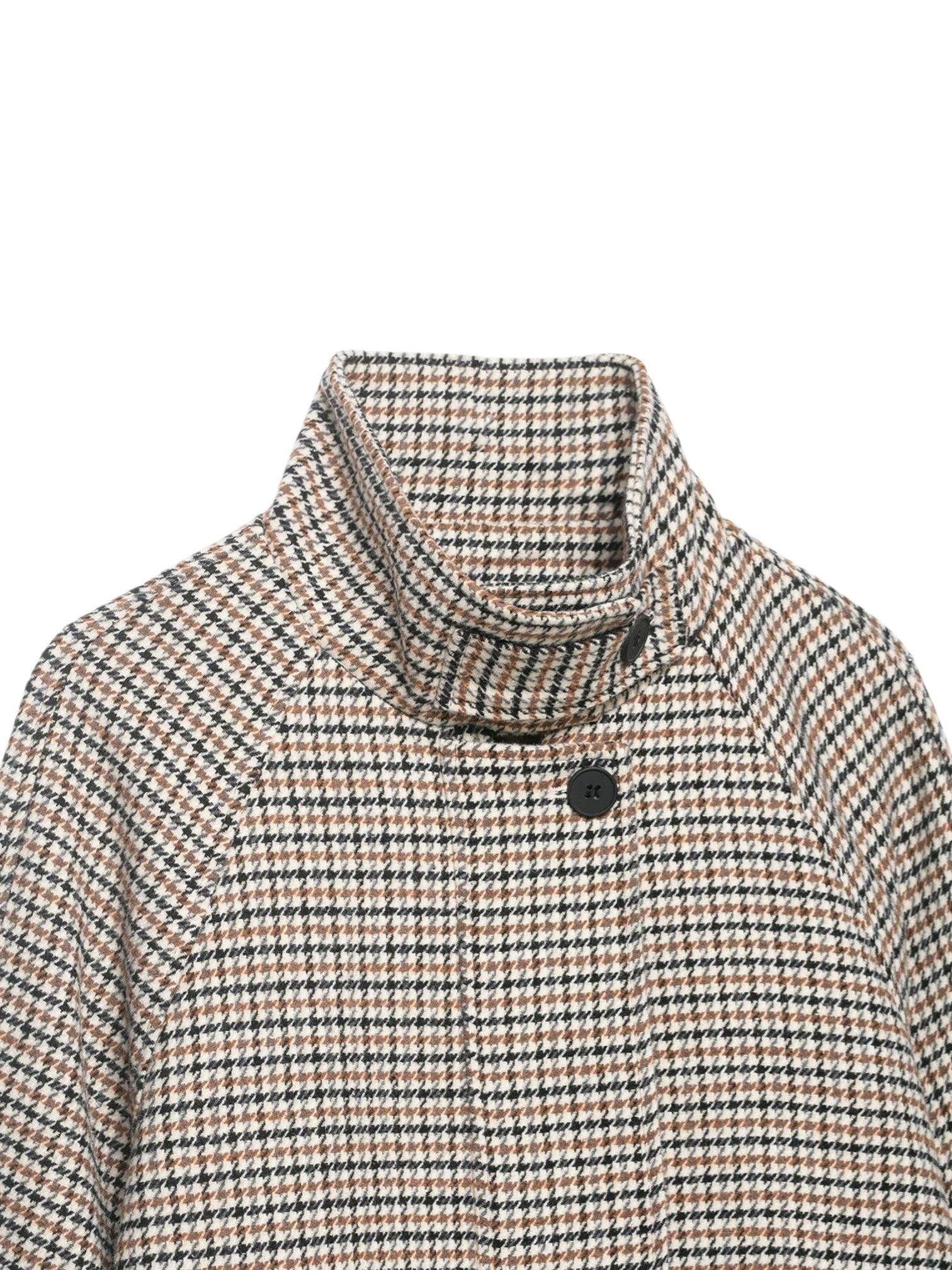Houndstooth High Neck Zip Button Cropped Jacket | Women's Jackets