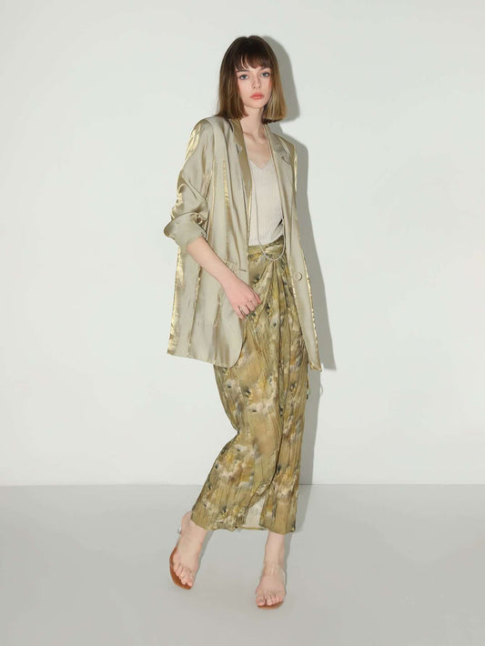 Liquid Sheen Luxe Champagne Oversized Blazer-0