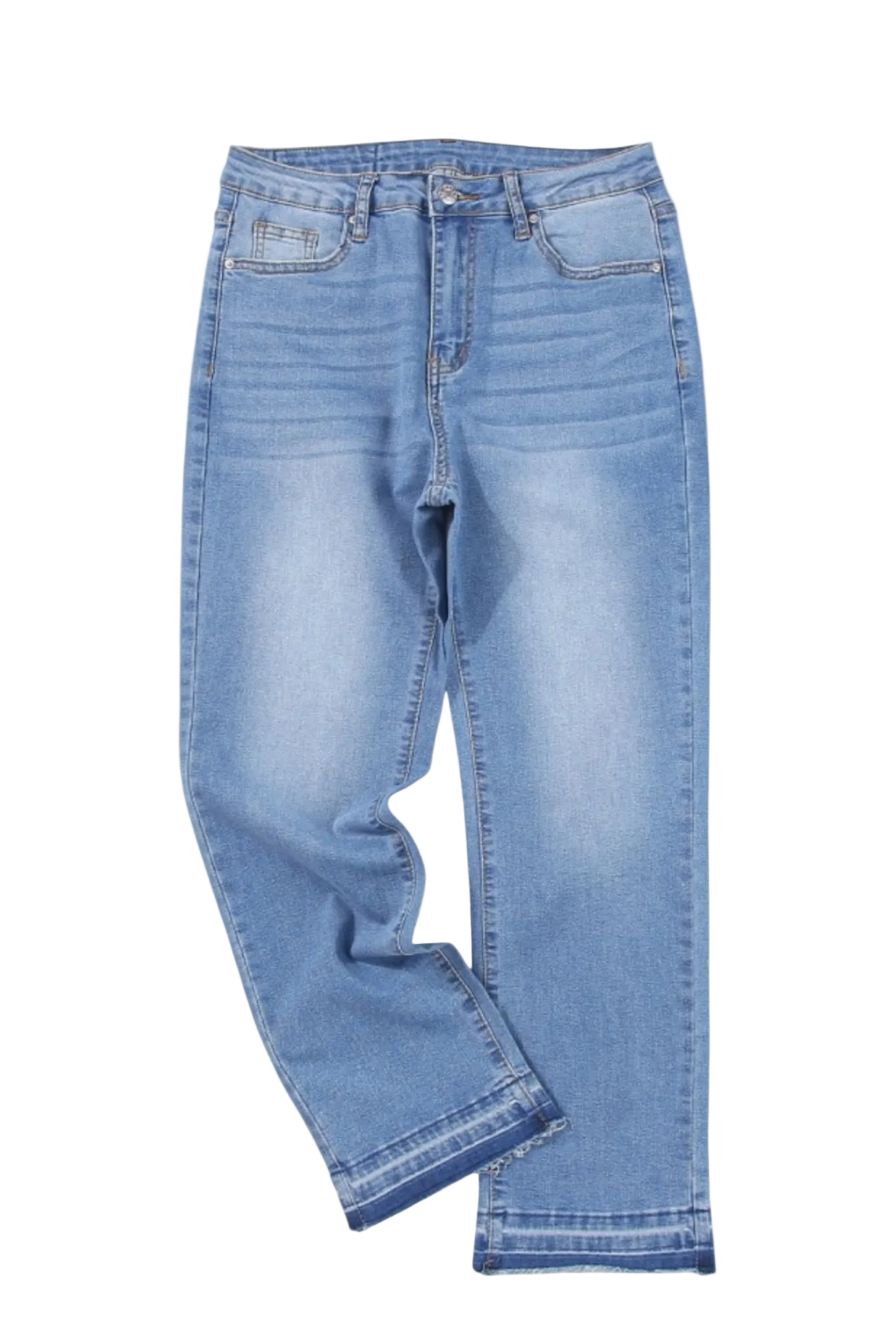Light blue jeans on a white background