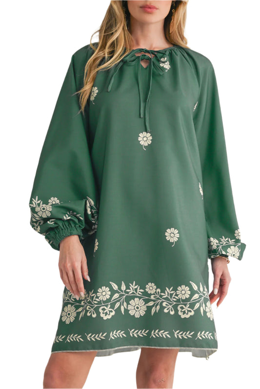 Mist Green Boho Floral Mini Dress - Catherine Martin