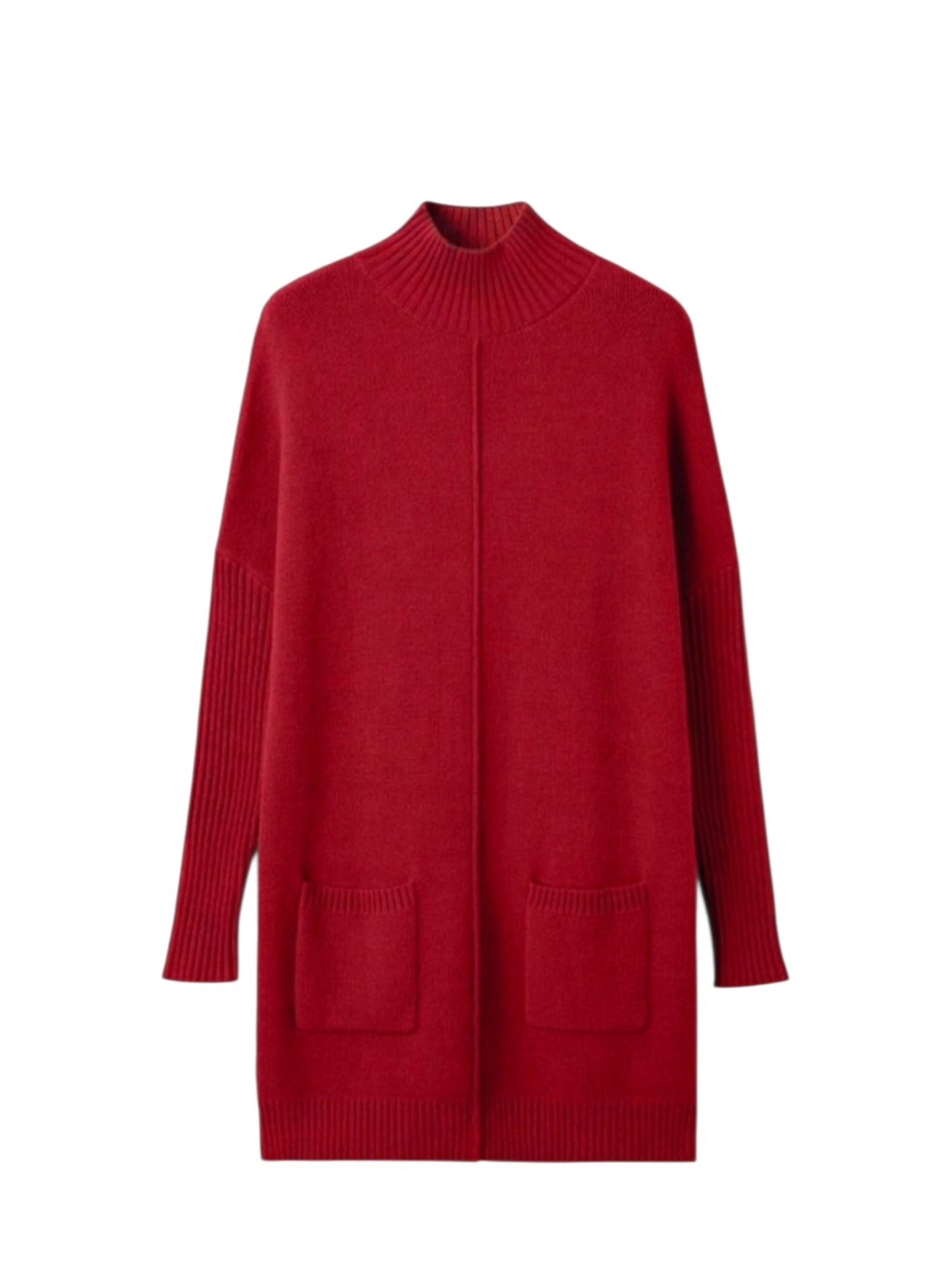 Red sweater dress on a white background