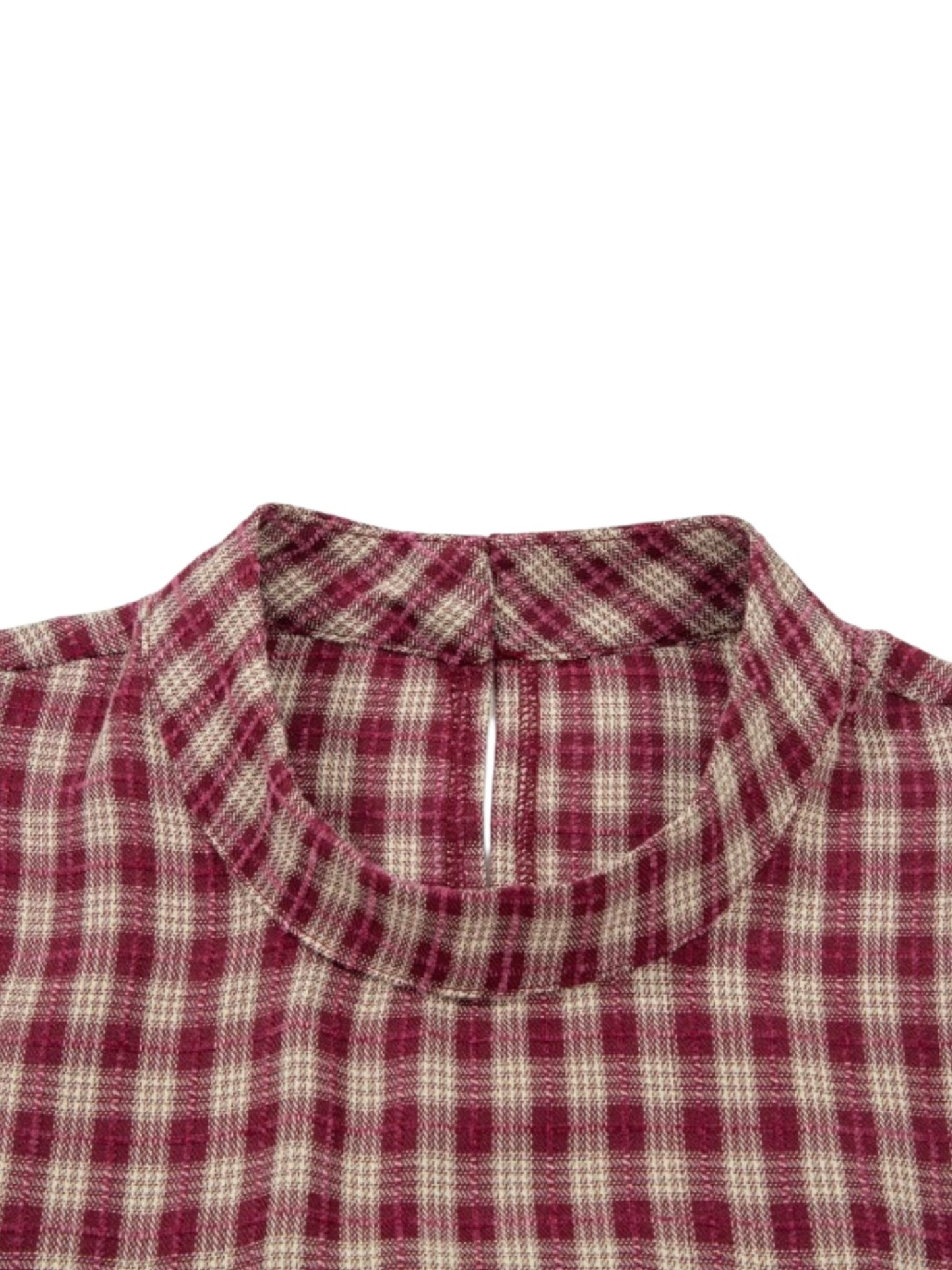 Plaid Pleated Babydoll Blouse