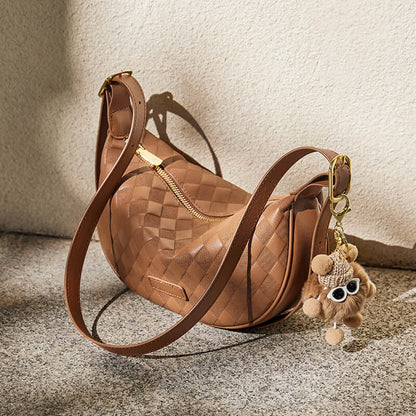 Pompom Charm Quilted Shoulder Bag-2