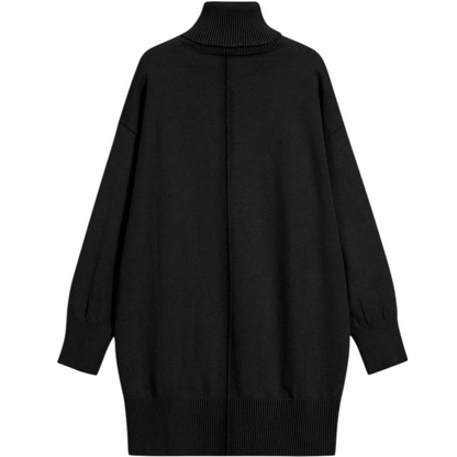 Black sweater dress on a white background