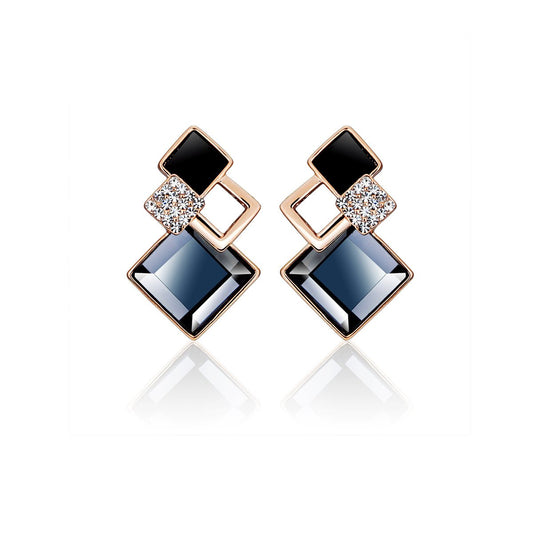 Rhombus Crystal Blue Earrings-0