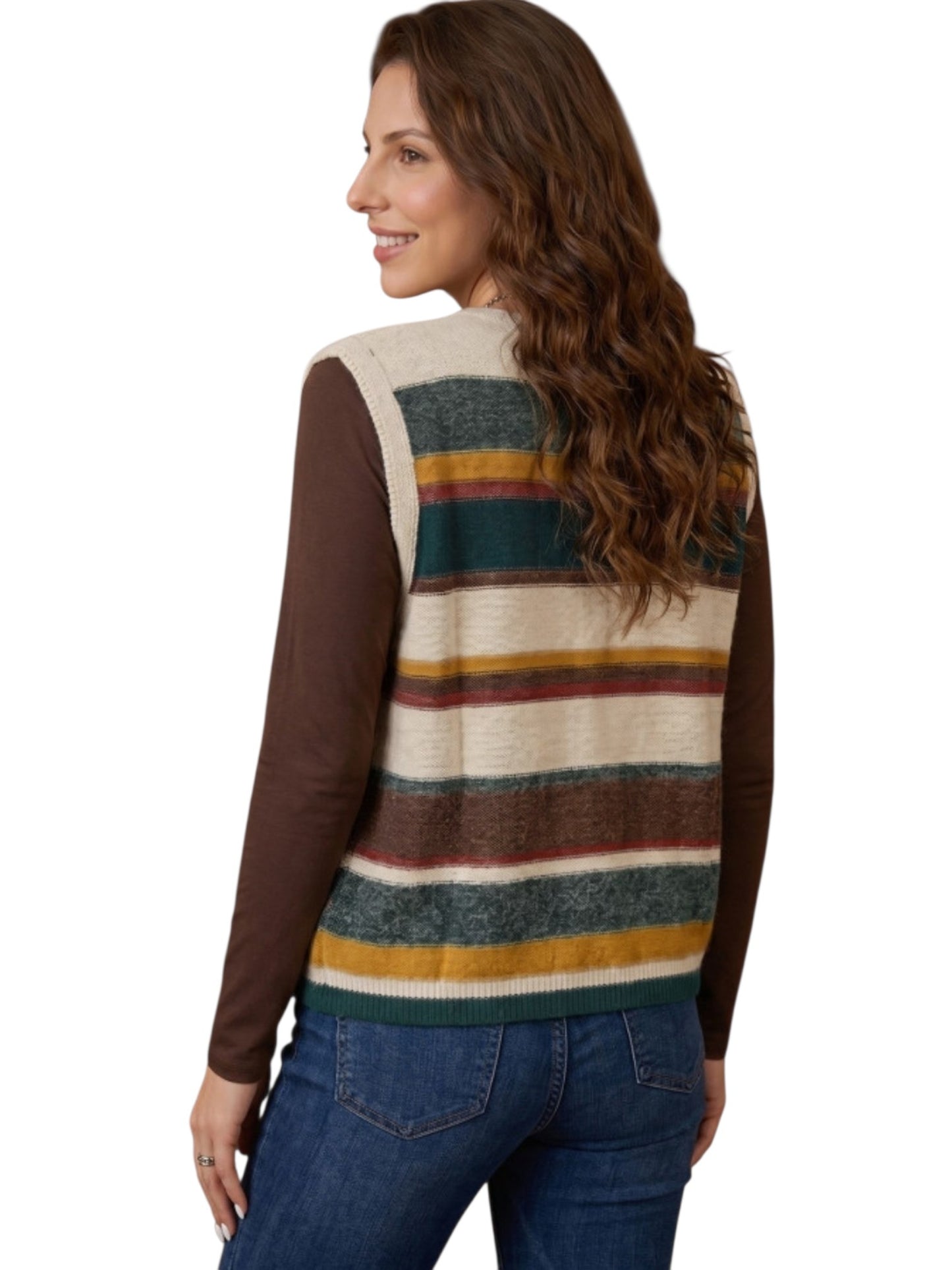 Striped Knit Sweater Vest