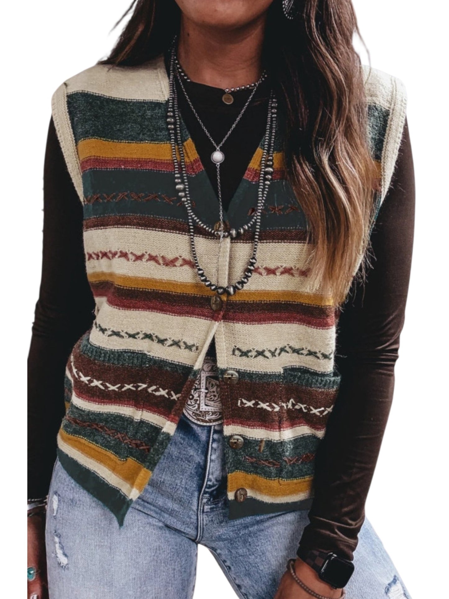 Striped Knit Sweater Vest