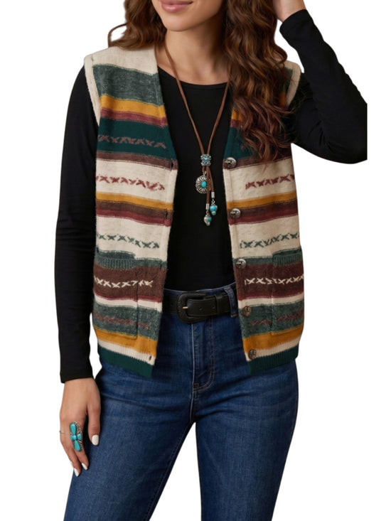 Striped Knit Sweater Vest