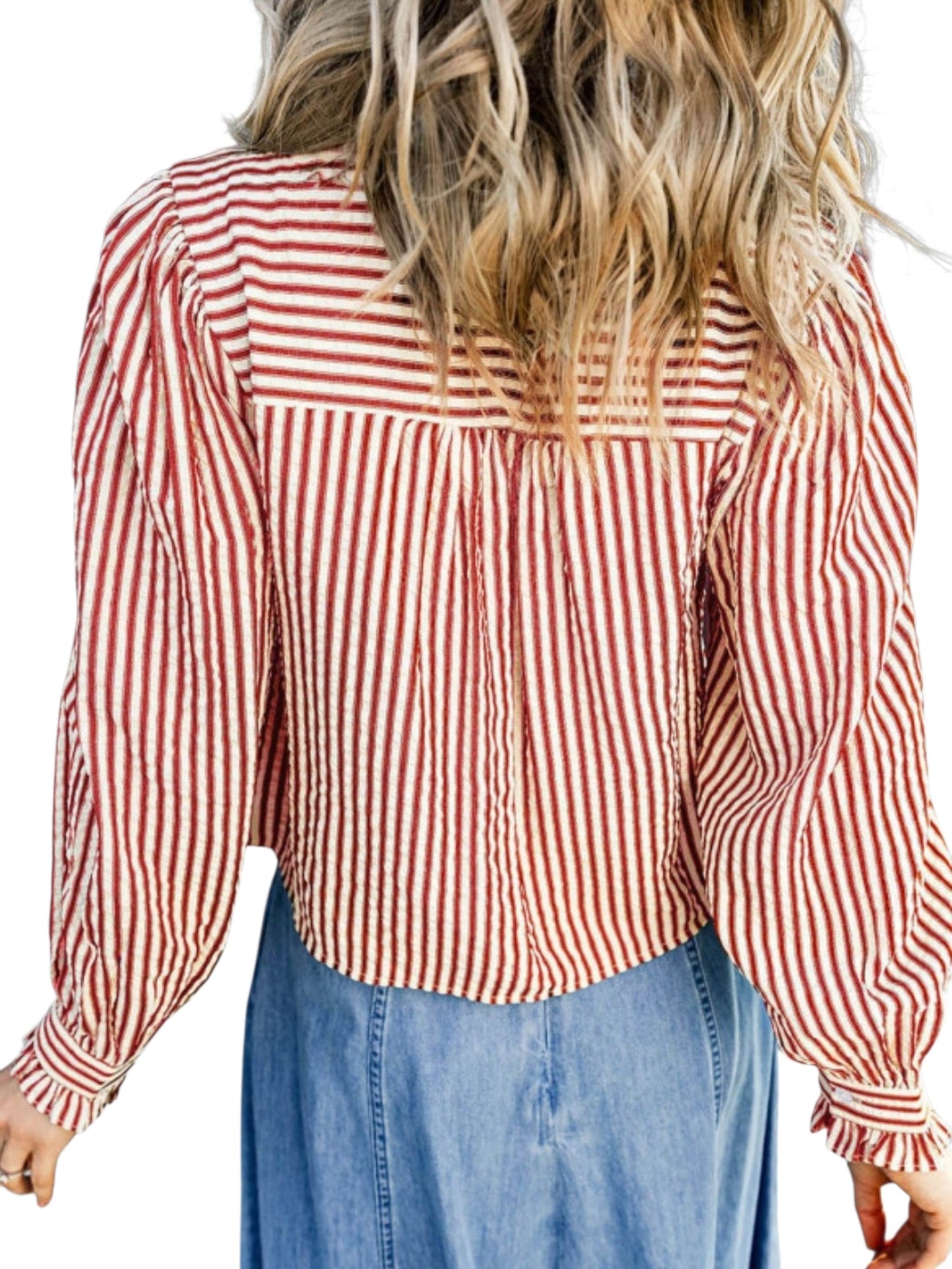 Striped Ruffle Collar Blouse