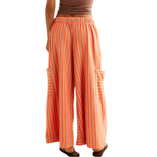 Striped Wide-Leg Cropped Palazzo Pants