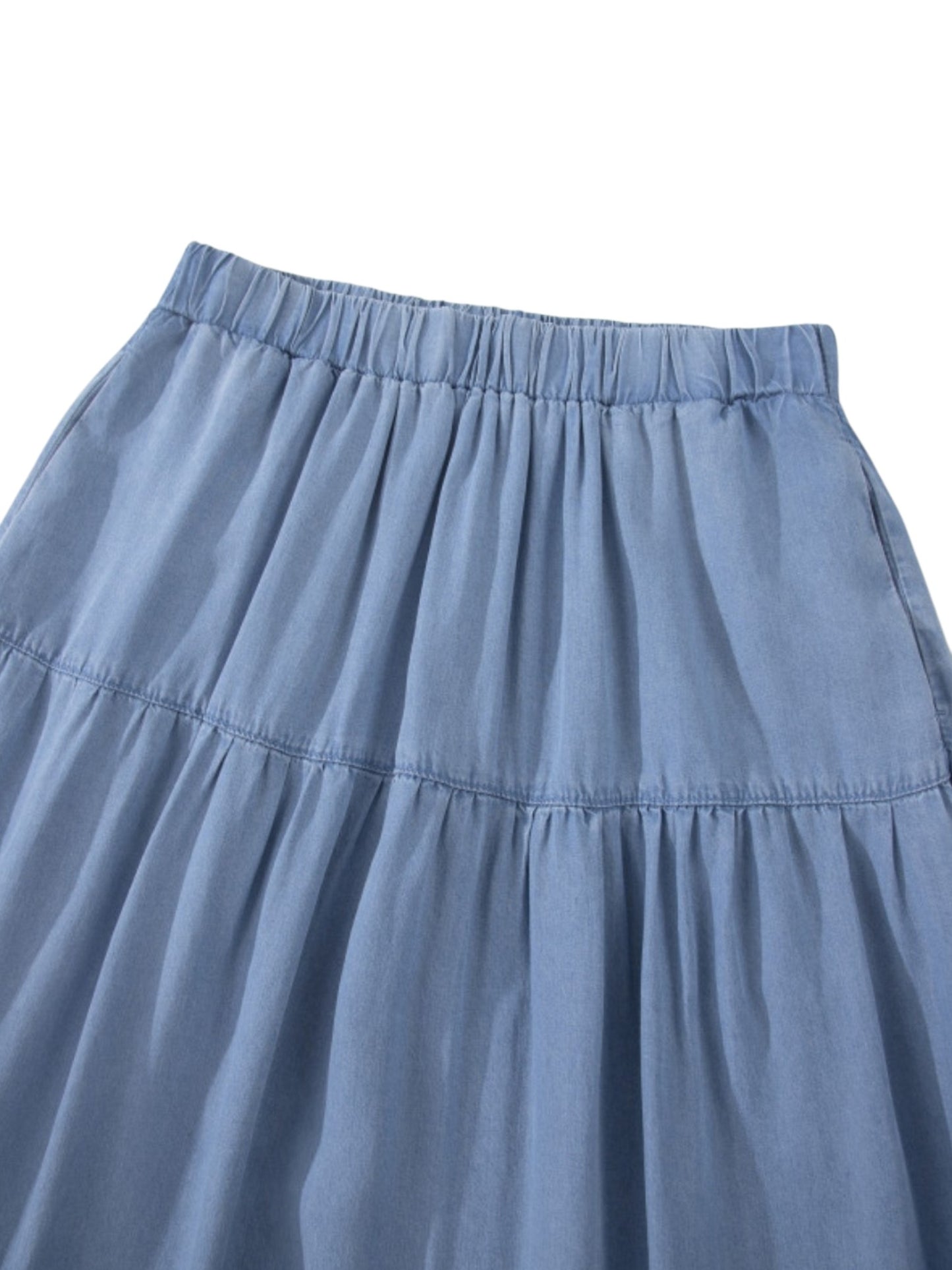 Tiered Elastic Waist Long Skirt