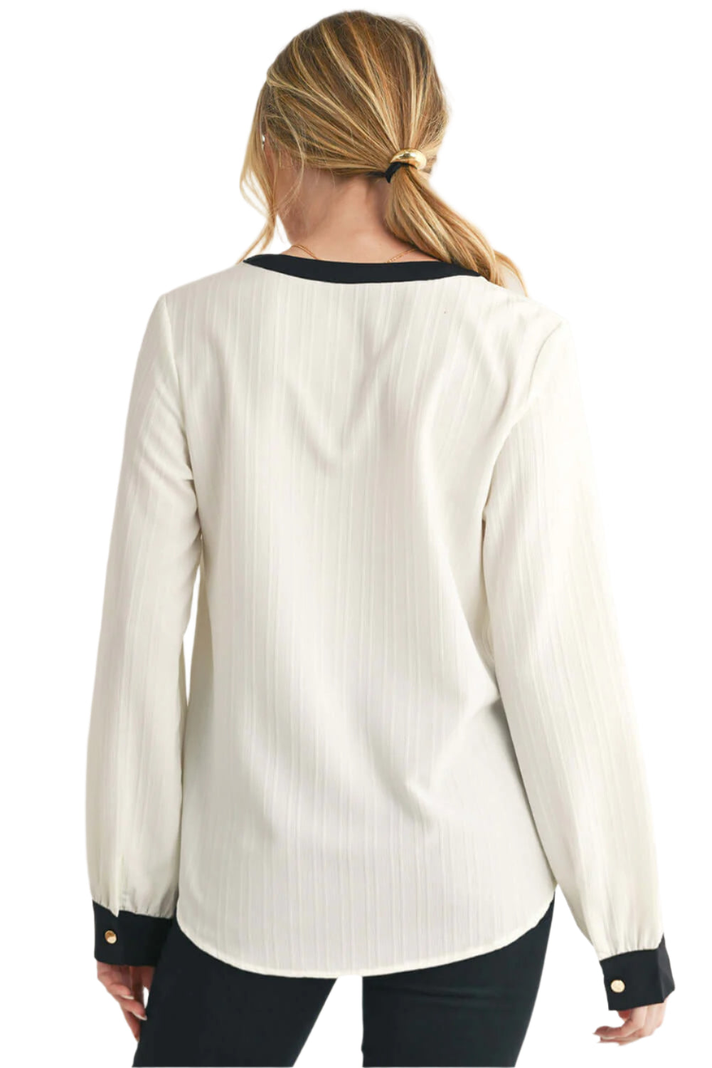 White Texture Blouse Women - Catherine Martin. Back view.