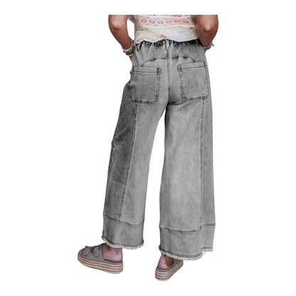 Wide-Leg Drawstring Utility Jeans