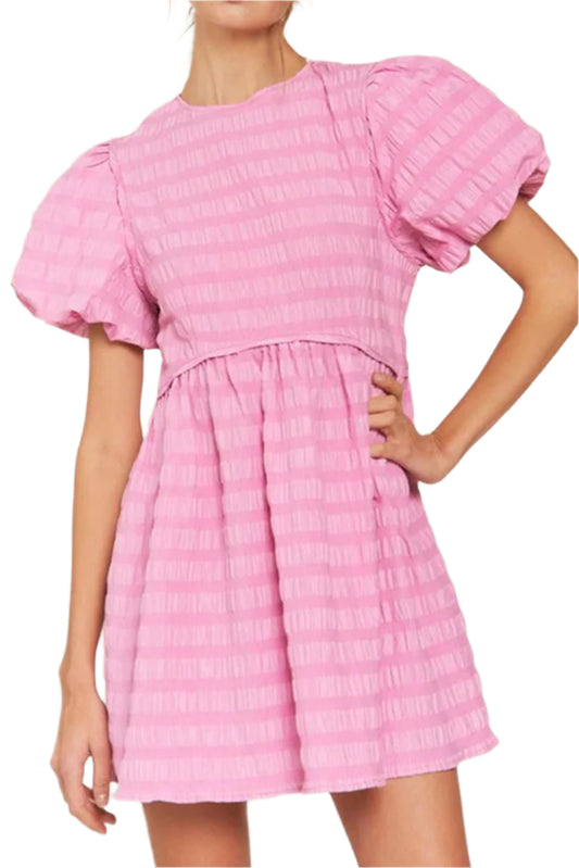 Womens Pink Sunset Puff Dress