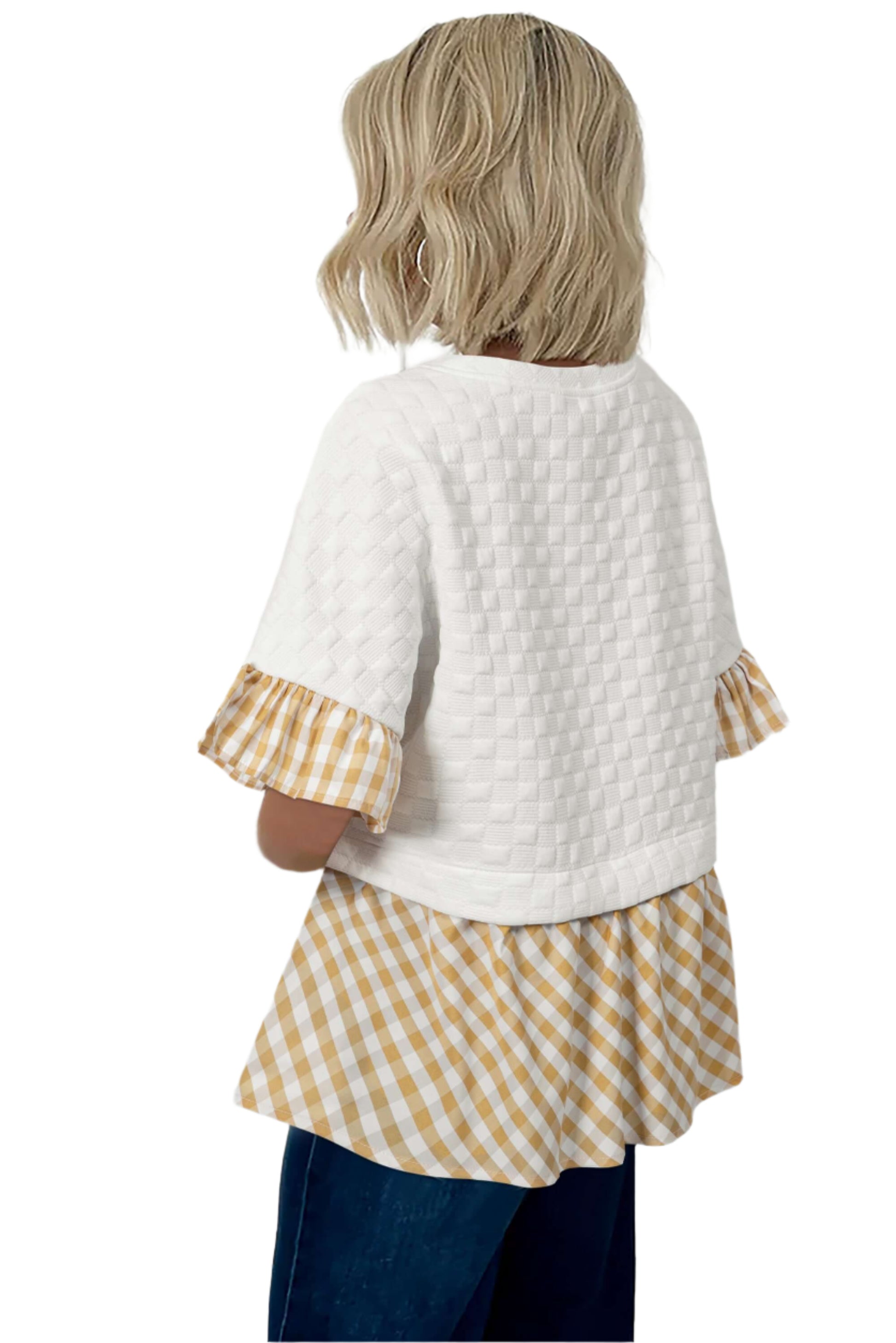 Womens White Patchwork Blouse  Catherine Martin. Back view.